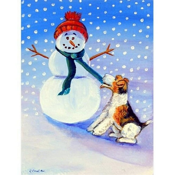 11 x 15 in. Snowman with Fox Terrier Garden Size Flag