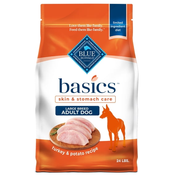 Blue Buffalo Basics Large Breed Adult Dry Dog Food, Skin & Stomach Care, Turkey, 24lb Bag
