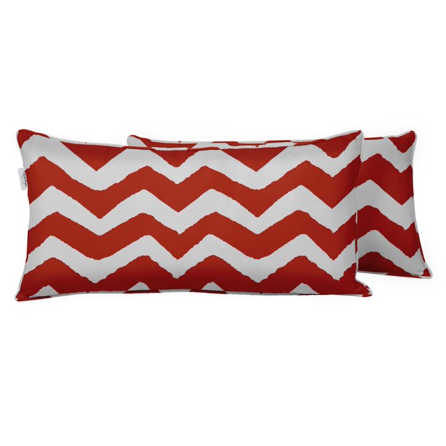 VargottamIndoor/OutdoorPolyester FabricLumbarPillowCover,All-Weather Waterproof Rectangular Cushion Case for Patio Furniture,12" x 24"Set of 2 -Chevron-78