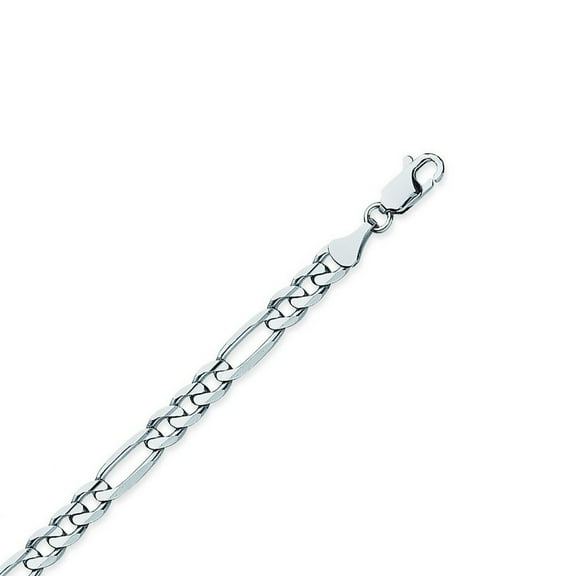 Sterling Silver Rhodium Plated 5.8mm Concave Figaro Chain Necklace Lobster Claw Closure - 18 Inch