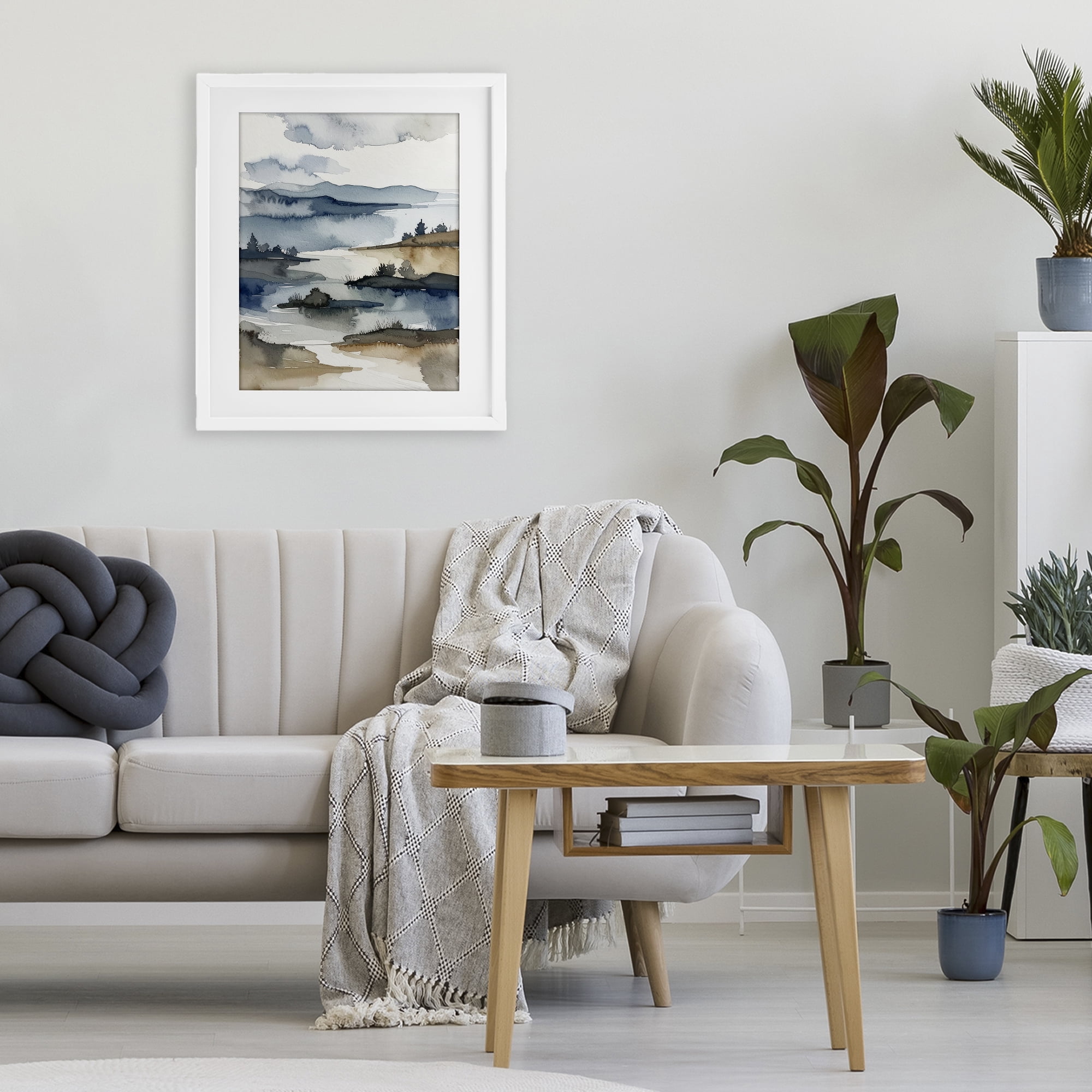Stupell Industries The Flow Of Water White Framed Print Under Glass, design by Alonza Saunders