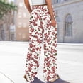 thumbnail image 5 of WTOBBY Women's Casual Wide Leg Pants with Stretch Belt Floral Print Pockets and Adjustable Tie Design for a Comfortable Lightweight Summer Outfit ,Watermelon Red L, 5 of 7