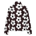 thumbnail image 6 of Jackets for Women Winter Coat Jackets Flannel Stand Collar Jacket(Black And White Floral Design,Size:S-4XL), 6 of 7