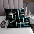 thumbnail image 3 of YST Abstract Square Twin Coverlet Set Black and Turqoise Bedding Set, Rectangle Minimalist Bedspread Set Modern Geometric Quilt Set for Boys Girls, Contemporary Aesthetic Bed Quilt, 3 of 5