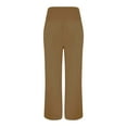 thumbnail image 5 of Durtebeua 2024 Women Linen Pants Wide Leg High Waist Lounge Summer Casual Trousers Travel Vacation Z01-Brown,L, 5 of 7
