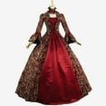 thumbnail image 3 of cocolona Womens Medieval Retro Gothic Dress Halloween Long Sleeve Patchwork Corset Dress, 3 of 3