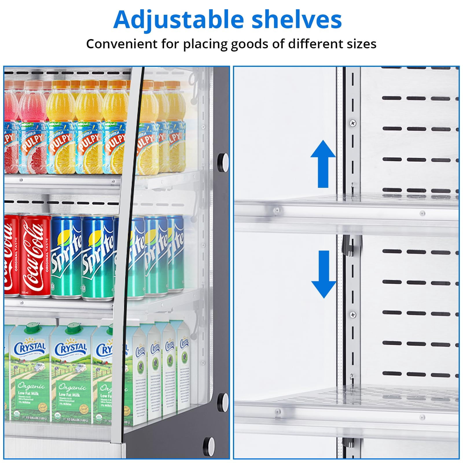 2024 New Commercial Display Refrigerator, 8.8 Cu. FT Double-Layered Glass Door, Upright Display Beverage Cooler, Merchandiser Refrigerator with Interior LED Lighting and Adjustable Shelves, 110V