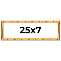25x7 Frame Gold Bamboo Solid Wood Picture Frame | 1 Inch Moulding Width | Interior Frame Depth 0.75