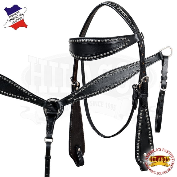 Western Horse Headstall Breast Collar Set Tack American Leather  Hilason