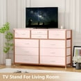 thumbnail image 2 of Twister.CK TV Stand for TVs up to 55", Storage Dresser Cabinet with 10 Drawers, Chest of Drawers for Living Room Bedroom Hallway, Pink, 2 of 8