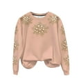 thumbnail image 6 of Enjoytime Christmas Womens Sweatshirts Trendy Crewneck Long Sleeve Pullover Tops Xmas Tree Vacation Holiday Casual Oversized Sweatshirt Rose Gold M, 6 of 7