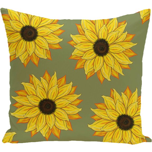 Simply Daisy 16" x 16" Sunflower Power Flower Print Pillow