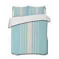 thumbnail image 2 of Aqua Beige Striped King Size Down Alternative Comforter, Lightweight Comforter Quilt Bedding Set with Pillow Shams Modern Farmhouse Retro Lines All Seasons Bed Comforter Duvet Insert 96"x106", 2 of 7