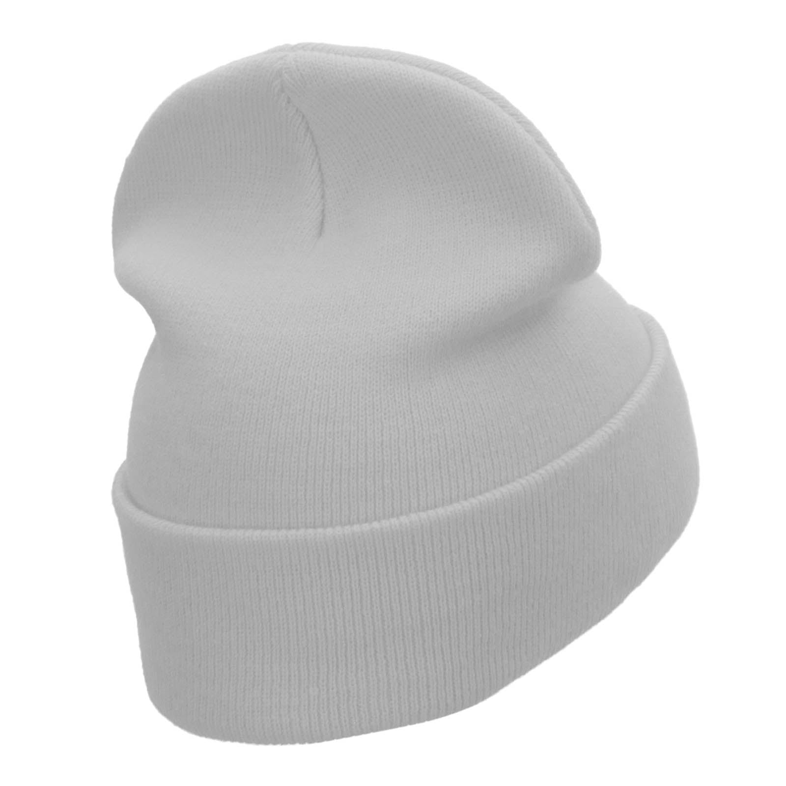 USA Top Hat Embroidered 12 Inch Long Knitted Beanie - White