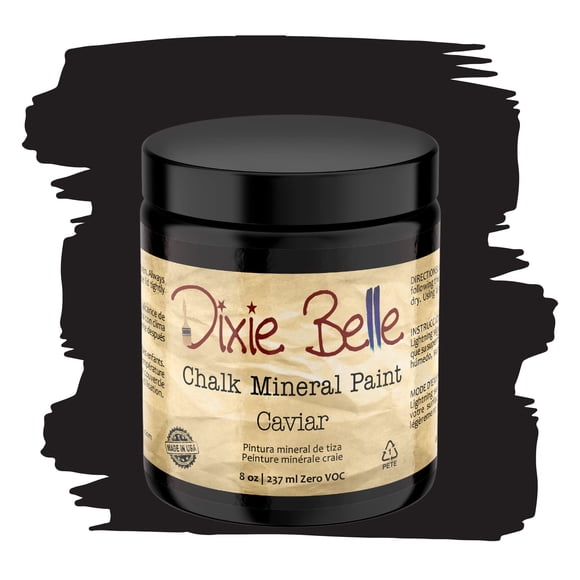 Dixie Belle Paint Company Chalk Finish Furniture Paint - Caviar (8oz) - Matte Black Chic Chalk Mineral DIY Furniture Paint