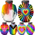 thumbnail image 2 of Sudadera con capucha con estampado 3D de amor colorido y gráfico para hombre, moda informal, jerseys de gran tamaño, sudadera, ropa de calle, sudadera para hombre, 2 of 5