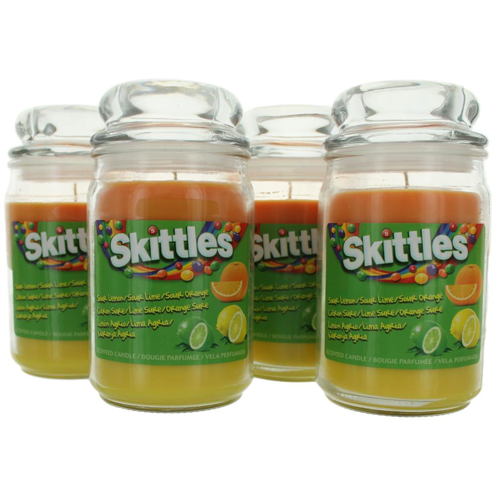 Skittles Scented Candle 4 Pack of 16 oz Triple Pour Jars Sour Lemon