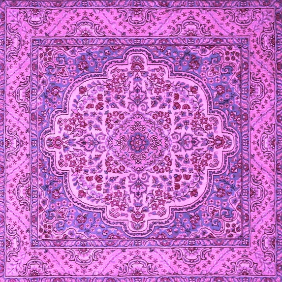 Ahgly Company Indoor Square Medallion Purple Traditional Area Rugs, 5' Square