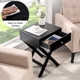 thumbnail image 5 of Costway Nightstand with Drawer x Shaped Structure Accent Sofa Side End Table Black, 5 of 9