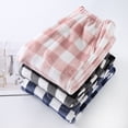 thumbnail image 4 of Pantalones de pijama de franela para parejas, pantalones de polar coral grueso a cuadros para mujer, pantalones cálidos, pantalones holgados para el hogar para hombre, otoño e invierno, 4 of 5