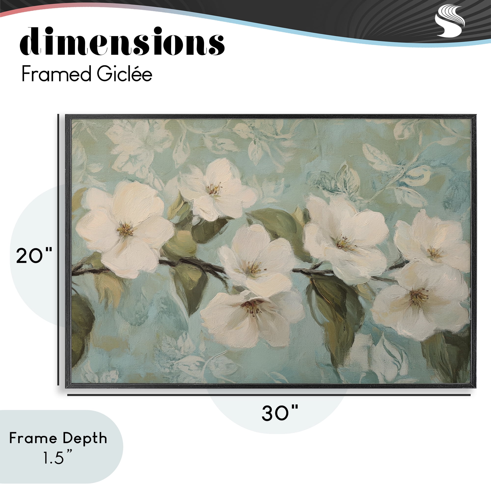 Stupell Industries Serene Flower Branch Blooms Black Framed Giclee Art, design by Petal Prints Design