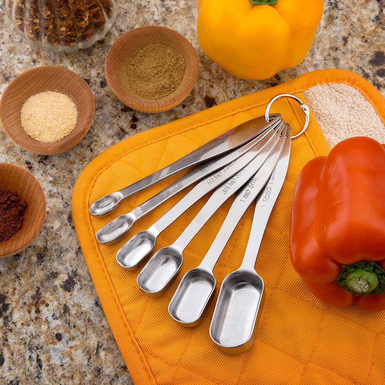 Last Confection Stainless Steel Measuring Spoons, Set of 6 for Dry Spices  and Liquid Cooking & Baking Ingredients
