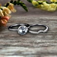thumbnail image 4 of 6mm Round Cut 2.25 Carat Aquamarine Engagement Ring Set With Curved Diamond Matching Band 10k White Gold Bridal Ring Set, 4 of 5