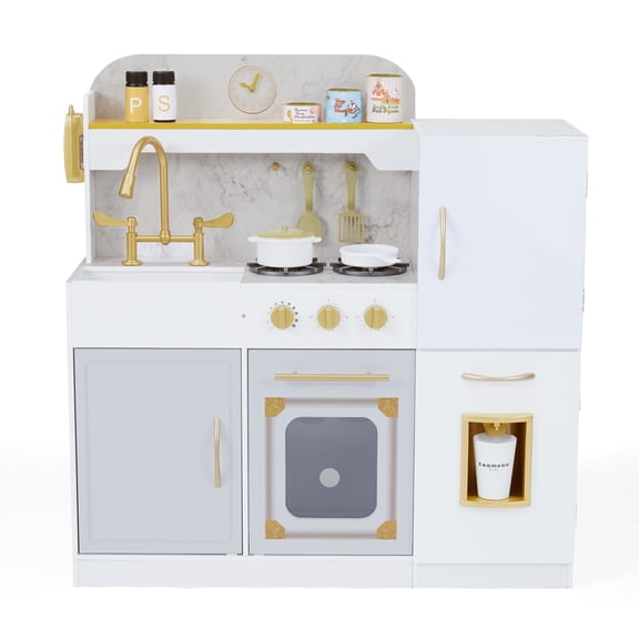 Teamson Kids Little Chef Versailles Classic Play Kitchen and 17-piece Accessory Set, White