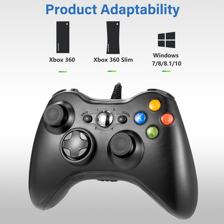 Game Controller for Xbox 360,Wired Xbox 360 Controller for PC Windows 7/8  /8.1/10/ Microsoft Xbox360/Xbox 360 Slim USB Gamepad, Joypad with Dual