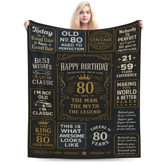 80th Birthday Gifts for Men, 1945 80 Year Old Blanket , Retirement Christmas Fathers Day Birthday Gifts for Him Dad Papa Grandpa Husband Uncle 50x40