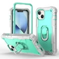thumbnail image 1 of SaniMore for iPhone 14 6.1" 2022 Case with Hidden Bracket Rugged Heavy Duty Protective [Hard PC Back + Silicone Bumper] Shokcproof Anti-drop Tri-layer Hybird Shell for iPhone 14, Gray + Green, 1 of 7