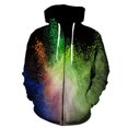 thumbnail image 1 of Sweat à Capuche Imprimé Fumée Coloré à Fermeture Éclair Manches Longues Harajuku Pull Décontracté Col Rond Streetwear Oversize Unisexe, 1 of 5
