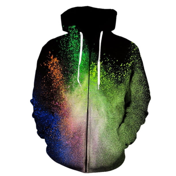 Sudadera con capucha de humo colorido para hombre y mujer, ropa Harajuku con cremallera 3D, sudadera con capucha, estampado colorido de calle, tendencia Hip Hop, talla 4xl, talla grande