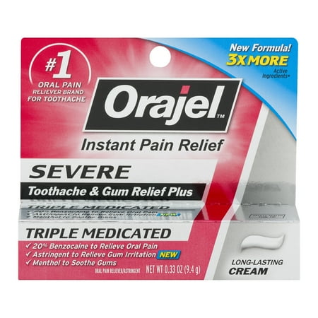Orajel™ Severe Toothache & Gum Relief Plus Cream 0.33 oz. Box