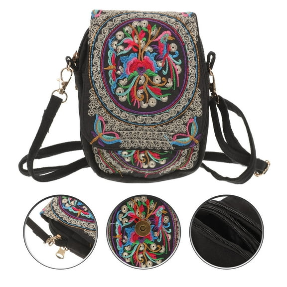 BESTOYARD Hand Embroidered Flower Pouch Women Phone Bag Multi Cloth 1Pcs Ethnic Style