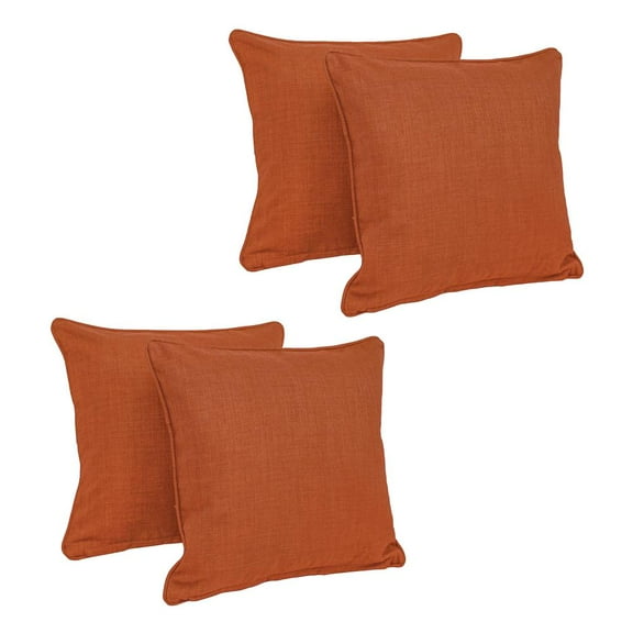 Blazing Needles Indoor/Outdoor Square Corded Throw Pillow, 18", Cinnamon 4 Count