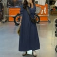 thumbnail image 6 of ZANZEA Women Fashion Turn Down Collar Buttons Long Sleeve Denim Look Kaftan Casual Long Shirt Dress, 6 of 7