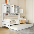 thumbnail image 4 of Harper & Bright Designs Twin Size Daybed with and Storage Bookcase, Wood Daybed with Trundle, Twin Wooden Day Bed with Storage Cabinets Shelves, White, 4 of 14