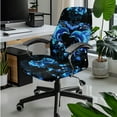 thumbnail image 3 of ZIATUBLES 5 PCS Office Chair Cover Set Includes High Back Chair Stretch Slipcover with Armrest Cover, Tissue Box Organizer and Remote Control Holder, Dolphin Flower Heart Print, L, 3 of 7