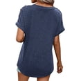 thumbnail image 4 of frariair Women's Knot Front V-Neck Tee With Breathable Acrylic Blend Dark Blue, 4 of 7