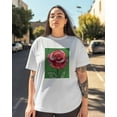 thumbnail image 3 of T Shirts for Women Short Sleeve Cotton Crewneck T-Shirt, Rose Floral Geometric Striped Tee Tops Casual Basic T-Shirts, XS-5XL White XS, 3 of 7