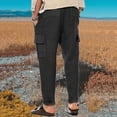 thumbnail image 3 of WEAIXIMIUNG Cargo Sweat Pants Mens Spring Summer Leisure Vacation Party Beach Hawaii Solid Color Linen Pocket Overalls, 3 of 8