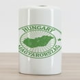 thumbnail image 2 of Hungary Ceramic Toothbrush Holder, Grunge Vintage Rubber Stamp with the Name and Map Magyarorszag Tourist Europe, Decorative Versatile Countertop for Bathroom, 4.5" X 2.7", Green and White, 2 of 4
