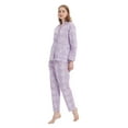 thumbnail image 3 of GLOBAL Womens Cotton Pajama Sets Long Sleeve Button Down Sleepwear Comfy Loungewear Soft Pjs Set PURPLE Flower L, 3 of 6