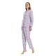 thumbnail image 3 of GLOBAL Conjuntos de Pijamas de Algodón para Mujer, Ropa de Dormir de Manga Larga con Botones, Ropa de Dormir Cómoda, Conjunto de Pijama Suave con Flores Moradas S, 3 of 6