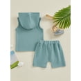 thumbnail image 4 of Suealasg 2Pcs Toddler Boys Summer Shorts Set Baby Boys Clothes Set  6M 1T 2T 3T Sleeveless Hooded Vest with Elastic Waist Shorts, 4 of 9