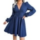 thumbnail image 2 of Vestido de gasa de manga larga con escote en V, vestido de mujer con escote en V para primavera y verano Vestido de gasa plisado con escote en V resistente y duradero, 2 of 9