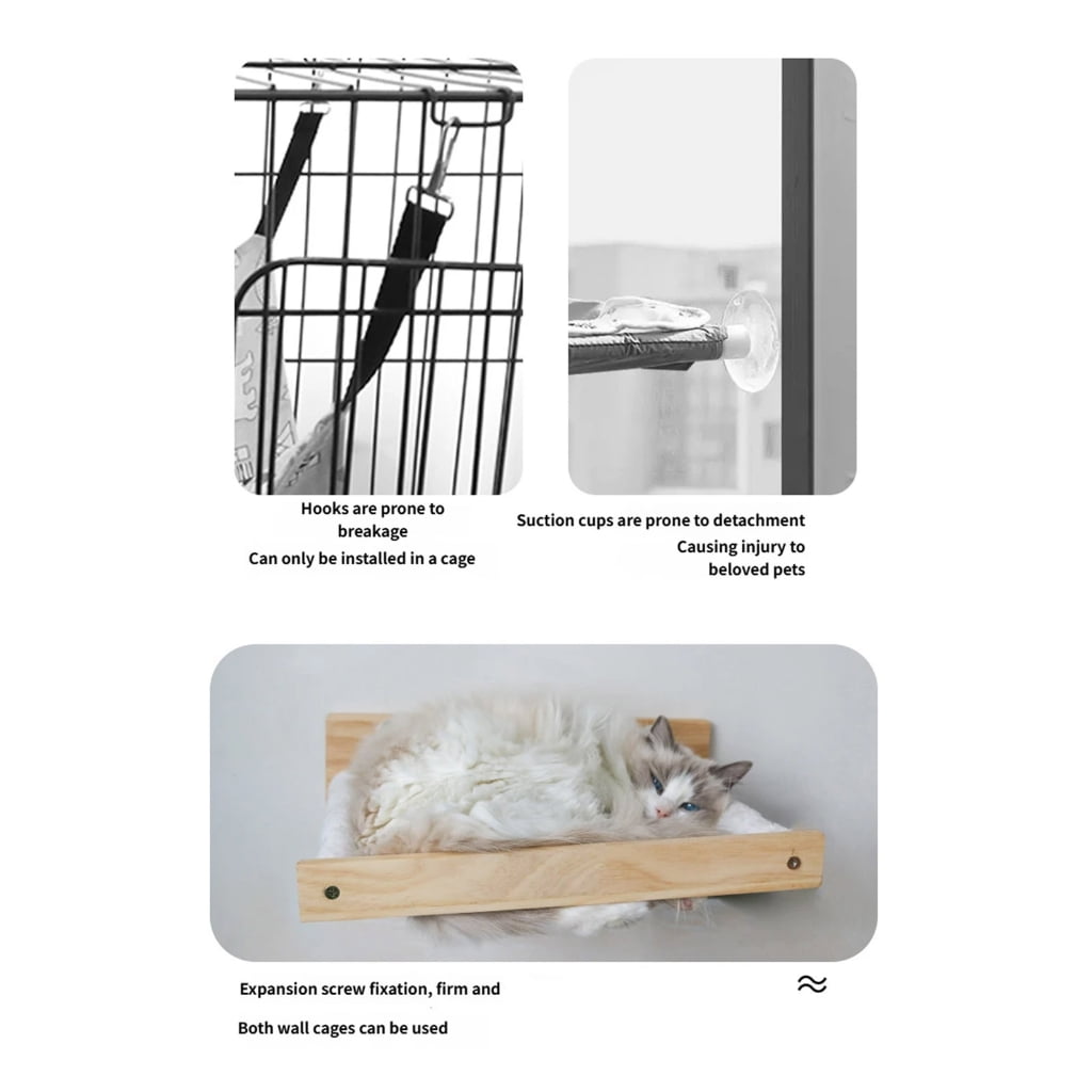 Wall Mount Cats Perches Wooden Bed Natural Materials for Pet Healths and Environmental Friendliness in Homes
