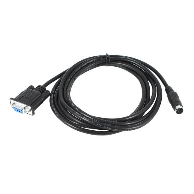 Unique Bargains RS232 DB9 to Min Din 8P PLC Programming Cable 10Ft 3 Meters Black