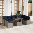 thumbnail image 1 of vidaXL Ensemble de Canapé de Jardin 10 Pcs avec Coussins en Rotin Poly Noir, 1 of 4